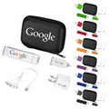 Mobile Tech Travel Accessory Kit w/USB Wall Charger, Powerbank, USB Car Charger & 4-in-1 Cable Set